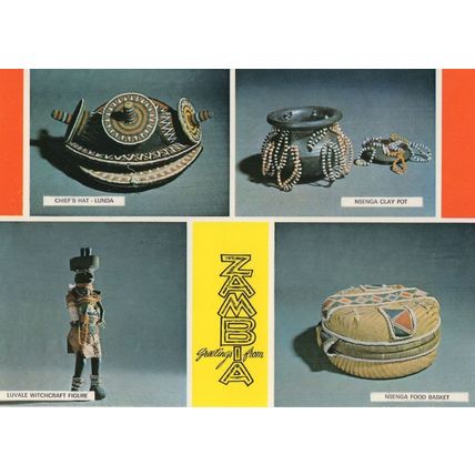 Zambia Food Basket Nsenga Clay Pot Chefs Hat Africa Postcard