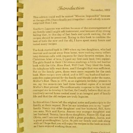 SOUTHERN LEGACIES NANCY PATTY WALKER PRIVATE PRESS COMMUNITY STYLE COOKBOOK 1986