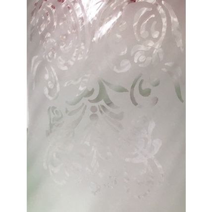 Antique Victorian Art Nouveax Frosted Floral Spiral Fluted Ruffle Oil Lamp Shade