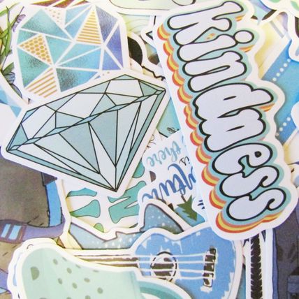 25 Blue Mix Stickers Loose Random Selection Fun Scrapbooking Decorate ST16