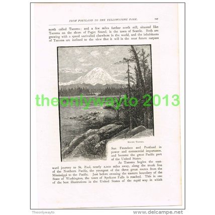 MOUNT TACOMA (NOW MOUNT RAINIER), WASHINGTON STATE, USA, BOOK ILLUSTRATION 1891