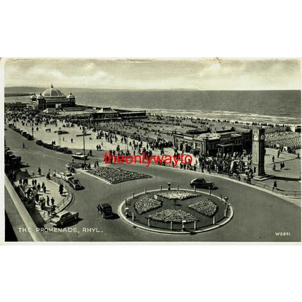 Promenade, Rhyl, Wales, W6841 Valentines Silveresque Postcard, 1958