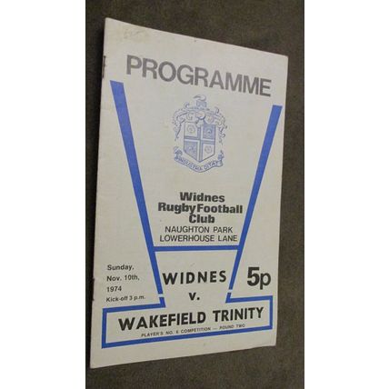 1974 Rugby Football League programme - Widnes v Wakefield Trinity