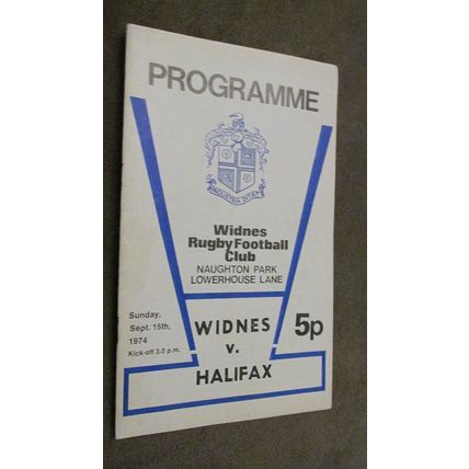 1974 Rugby Football League programme - Widnes v Halifax