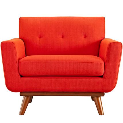 Classic Mid-Century Modern Tufted Club Chair Arms Green, Atomic Red, Azure Blue