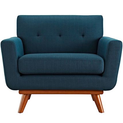 Classic Mid-Century Modern Tufted Club Chair Arms Green, Atomic Red, Azure Blue