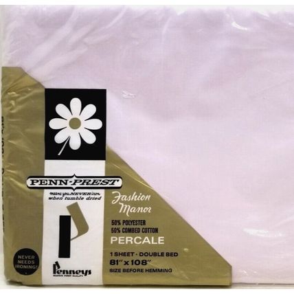Vtg Penney's Double Bed Sheet Percale 81x108 Lavender Penn-Prest Fashion Manor