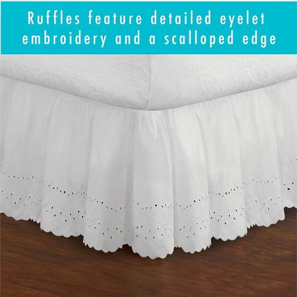 Fresh Ideas Ruffled Eyelet Bed Skirt-18" Drop-72"W x 84"L-CALI KING-WHITE-NEW