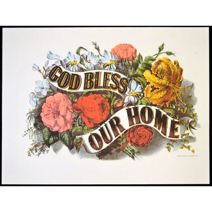 GOD BLESS OUR HOME 1952 Nathaniel Currier - James Merritt Ives PRINT