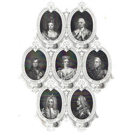 PORTRAITS FROM ANCIENT COINS 1850 King George Victoria ANTIQUE ENGRAVING #3