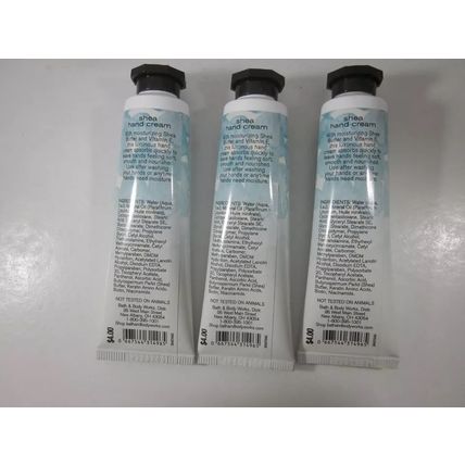 3 Bath & Body Works Moisturize Hand Cream 1 oz shea vit e Fragrance Free
