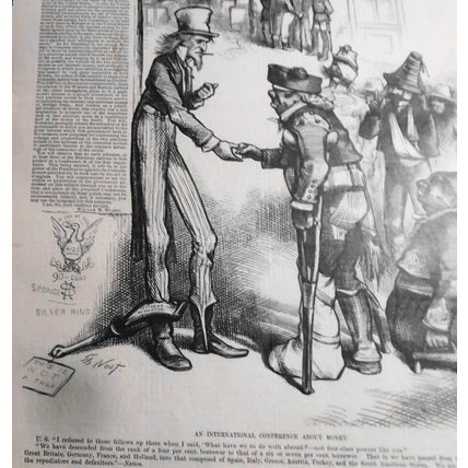 An international conference about money, by Thomas Nast - Harper's Weekly, 1878