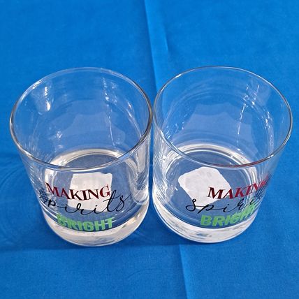 NEW Set 2 Christmas "Making Spirits Bright" Old Fashioned 11 oz Glasses Rock