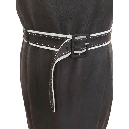 Planet Silk Linen Black White Piping Sleeveless Dress 10 UK 36 EU