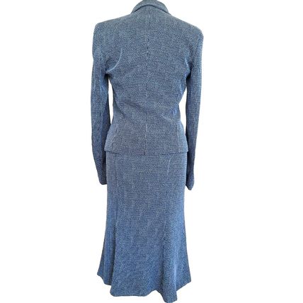 Blue White Stripe Jacket Skirt, GVB Dream, Suit 8 UK 40EU