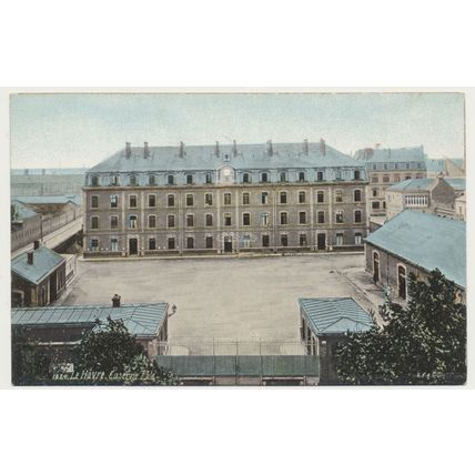 Le HAVRE. Caserne Eblé military barracks early 20th C. RPPC Aqua Photo No. 1824