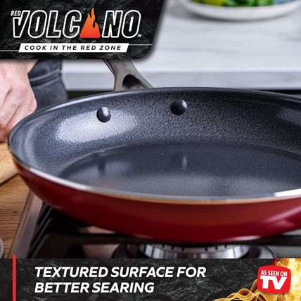Textured Ceramic Nonstick, 12 Piece Cookware Pots and Pans Set with Stainless St