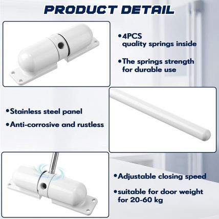 Gisafai 4 Sets Automatic Door Closer, Spring Door Closer Heavy Duty Self Closing