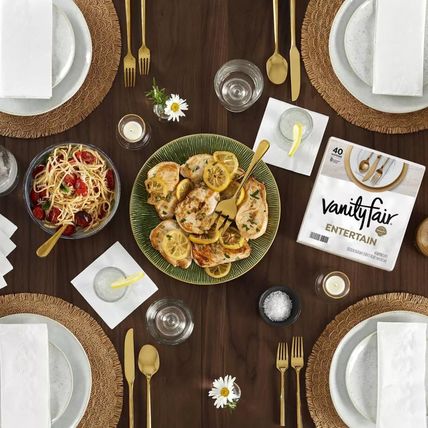 Vanity Fair Dinner Napkins, Pre Folded, 40 CT Silver (1)