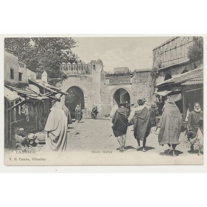 MOROCCO Tangier Soco Gates Grand Socco early 20th C. RPPC Cumbo