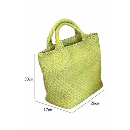 Pear Green Woven Hand Bag with Pouch