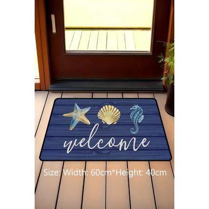 Bluing Welcome Beach Theme Pattern Non Slip Door Mat