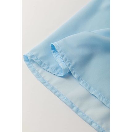 Sky Blue Floral Ric Rac Edge Puff Sleeve Button Up Summer Shirt