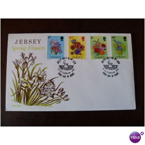 Jersey 1974 Spring Flowers 3 fine used stamps Freesias Anemones Carnations