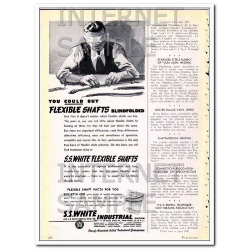 s s white dental mfg company 1948 flexible shafts blindfold vintage ad