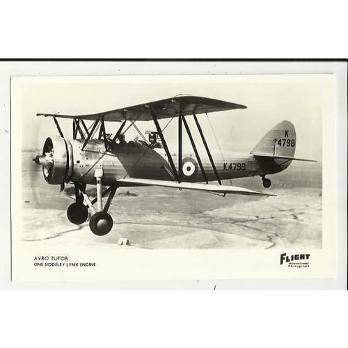 Aviation AVRO TUTOR Postcard by Flight International
