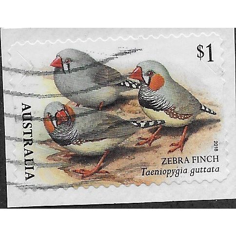 AUS 2018 $1.00 (S/A) 'BIRDS -FINCHES -ZEBRA' ON PAPER FINE USED (EBID25-884)