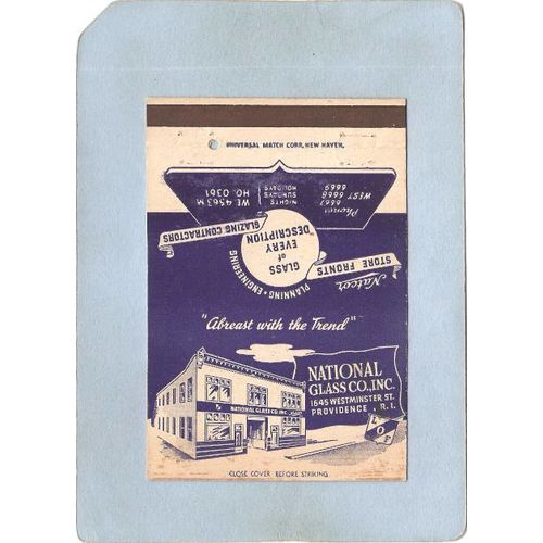 Rhode Island Providence Matchcover Royal Flash National Glass Co Inc 1645 ~897