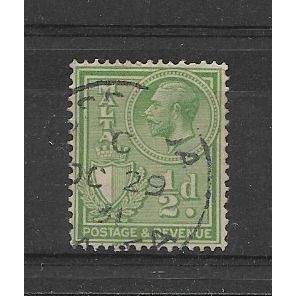 Malta.SG158 1/2d Yellow-Green.Fine Used.Dec19
