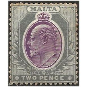 Malta 1905 SG50 2d Purple & Grey (toned) Wmk Multi Crown CA Mounted Mint .. ..