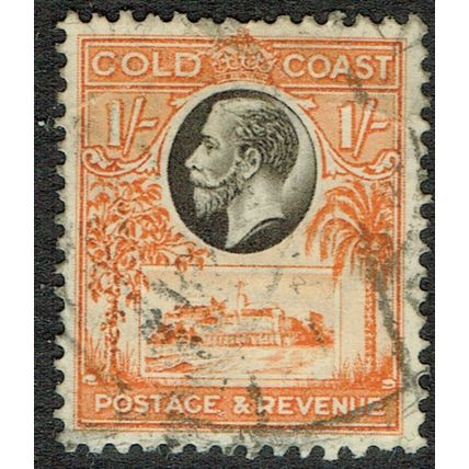 Gold Coast 1928 1/- Black and Red Orange SG110 FU