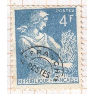 France 1954 - SG1198 - 4f blue - (pre-cancelled) Harvester - unused