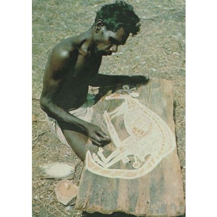 Australia Aborigine Painting A Bark Kangaroo Postcard