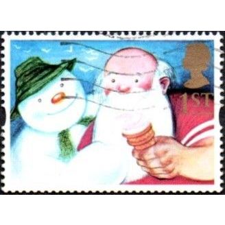 1993 Greetings Booklet, Gift Giving. 1st, Snowman & Father Christams. Fine Used.