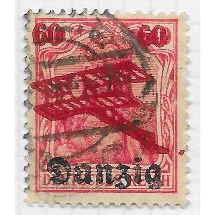 DANZIG 1920 AIR AIRMAIL PLANE 60pf Mi 51 OVERPRINTED USED
