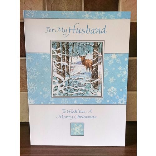 Large Christmas Cards - For My Husband Glitter Card 07 - *** CLEARANCE SALE ***