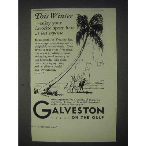1931 Galveston Texas Ad - This Winter Wnjoy Your Favorite Sport Here