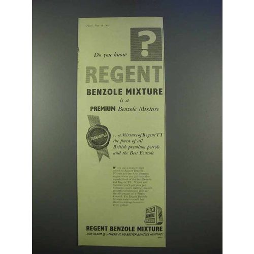 1955 Regent Benzole Mixture Petrol / Gasoline Ad