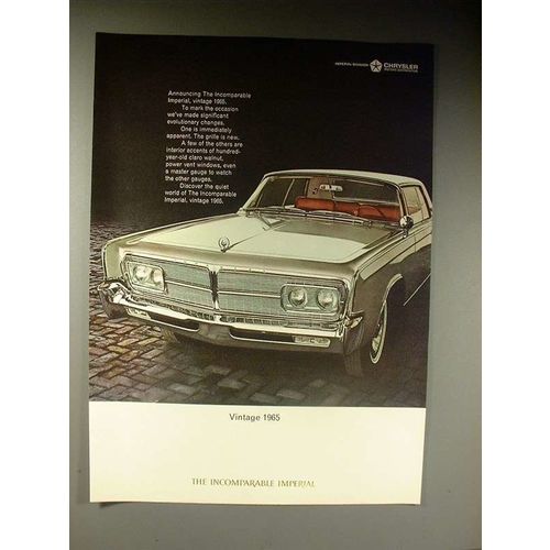 1965 Chrysler Imperial Car Ad - Incomparable!