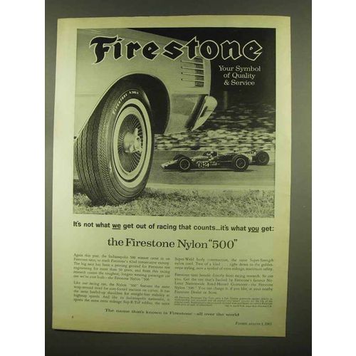 1965 Firestone Nylon 500 Tires Ad - Out of Racing