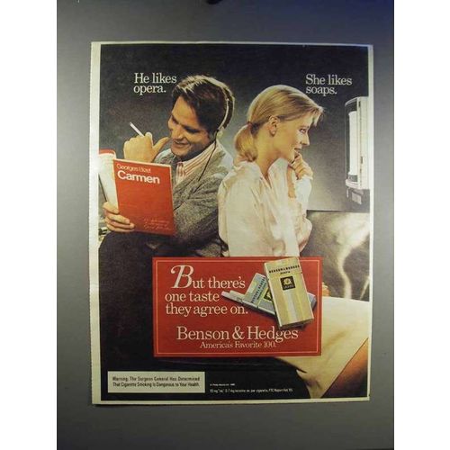 1985 Benson & Hedges Cigarettes Ad - He Likes Opera