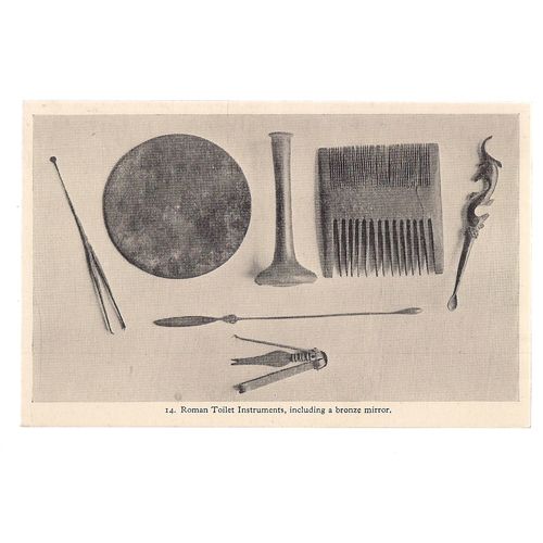 ROMAN TOOLS, unused vintage postcard GUILDHALL MUSEUM, LONDON /