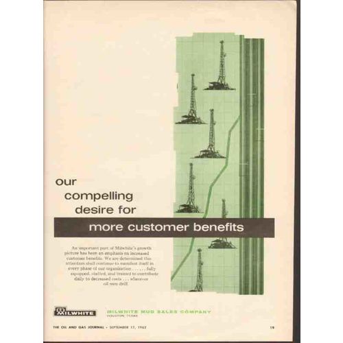 MILWHITE MUD SALES COMPANY 1962 more customer benefits oil vintage ad
