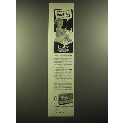 1943 Curity layettecloth Diapers Ad - These diapers wash easy as a hanky
