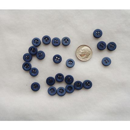 JJ25 Blue Round Buttons 4 Hole 9mm 3/8 Resin 25 Pieces Sewing Crafting
