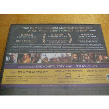 Les Miserables DVD Jackman Crowe Hathaway Seyfried Redmayne Bonham Cohen *SEALED